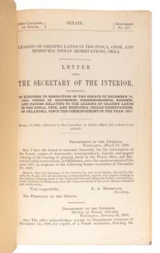 Leasing of Grazing Lands in the Ponca, Otoe, and Missouria Indian Reservations, Okla. Letter from the Secretary of the Interior, Transmitting, in Response to Resolution of the Senate of December 19, 1899, Copies of Documents, Correspondence, Reports and P