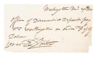 Payment note signed by Admiral David Dixon Porter