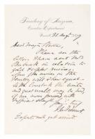 Autograph letter signed by J.C. Frémont as governor of Arizona Territory to Major Stephens concerning mining projects in Arizona