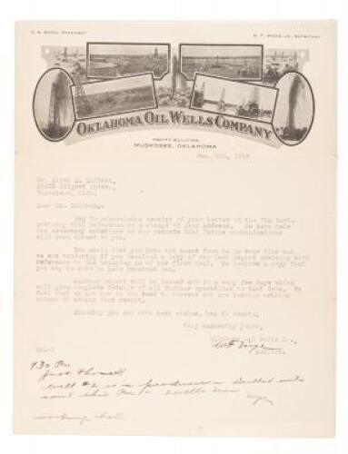 Letter from the Oklahoma Oil Wells Co. to a stockholder, with 4-page General Report to Stockholders