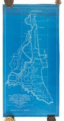 Two blueprint maps detailing areas affected by the Sacramento By-Pass Project