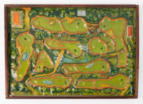 Framed antique nine hole course table top game