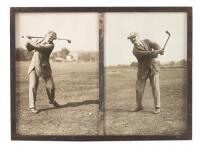 Two vintage gelatin silver print photographs of a golfer