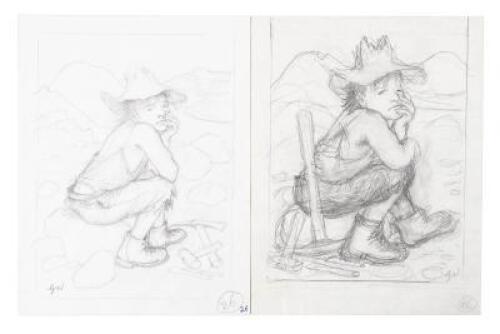 Two Pencil Studies for Beneath a Blue Umbrella