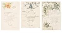 Three French manuscript menus