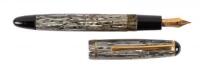 No. 42 Silver and Black Striped Celluloid Fountain Pen, Spanish