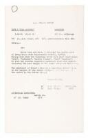 Printed police report of Bruce&rsquo;s arrest for obscenity, Los Angeles, 3-12-64 - four copies