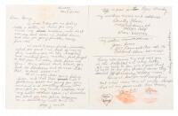 Letter to Lenny Bruce from Lynn Mendez, recounting her visit to Bruce when he was a patient at Cedars of Lebanon hospital in Los Angeles, and expressing her love for Bruce