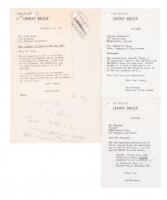 Three typed memoranda from Lenny Bruce or his secretary Jan Matthews regarding Bruce&rsquo;s December 1962 trial in Los Angeles