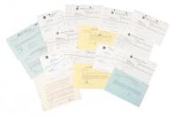 Collection of 15 night club booking offers and receipts, one initialed by Bruce in ink