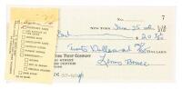 Check signed by Lenny Bruce that was cancelled due to insufficient funds