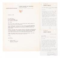 Correspondence between Lenny Bruce and Alan Ribback, owner of the Gate of Horn night club in Chicago