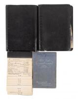 Two loose leaf address books, a softbound address book, and set of loose file cards with hundreds of typed and handwritten entries