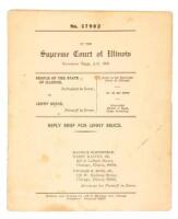 Printed reply brief for Bruce&rsquo;s appeal of his 1963 conviction in Chicago - the Gate of Horn obscenity trial