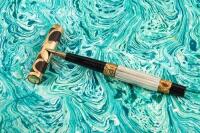 No. 15 Fluted Mother-of-Pearl and Gold-Filled Filigree Eyedropper Fountain Pen