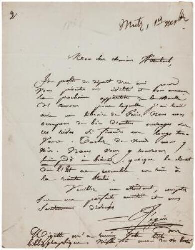 Autograph Letter Signed by Louis Jacques Bégin, to a Monsieur Wittenbach