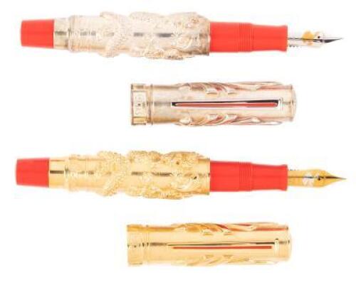 1997 Return to the Motherland 18K Gold and Sterling Silver Pair of Limited Edition Fountain Pens