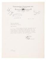 Letter signed by Raymond Chandler