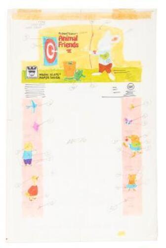 Original Richard Scarry layout for Magic Slate Paper Saver toy