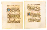 Matched pair of illuminated manuscript leaves on vellum