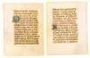 Matched pair of illuminated manuscript leaves on vellum