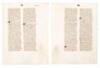 Pair of manuscript leaves on vellum, with illuminated initials, most likely from a Bible - 2