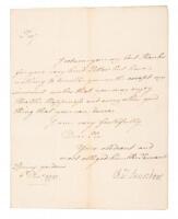 Letter to an undisclosed recipient from Admiral Sir Charles Saunders, who once commanded James Cook