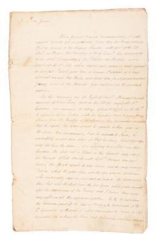 Letter from Thomas Ainslie to an associate, James, describing in great detail the Battle of Quebec between American forces led by Benedict Arnold and Richard Montgomery, and the British defenders, with the subsequent siege