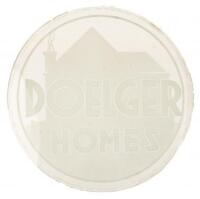 Circular plate glass sign for Doelger Homes, developers of housing in San Francisco's Sunset District and into Daly City in the 1930's and '40's