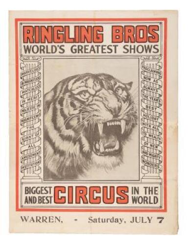 Ringling Bros - World's Greatest Shows - Biggest and Best Circus in the World - Warren, Saturday, July 7