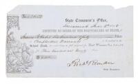 California State Treasurer Land Warrant 1852