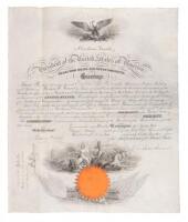 Military appointment on vellum, completed in manuscript, appointing Thomas C. Harris as Lieutenant Commander in the U.S. Navy, signed by Abraham Lincoln as President and Gideon Welles as Secretary of the Navy