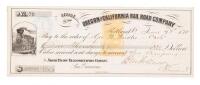 Oregon and California Rail Road Company check signed by "Stagecoach King" Ben Holladay