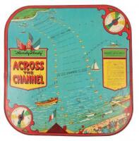 "Sandy Andy" Across the Channel - game on tin sheet in which players "swim" across the English Channel