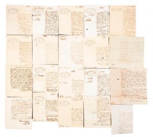 Twenty manuscript documents recording the deaths of slaves in Cuba, mostly of African origin