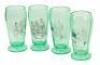 Set of four green 19th hole drinking glasses