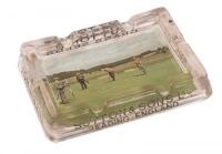 Glass ashtray with putting green vignette