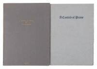 A Canticle of Praise; First Delivered in the Greek Theatre at the University of California, Berkeley, Sunday, December First and now Imprinted for the Joy of the Making by John Henry Nash - presentation copy to Alfred Sutro