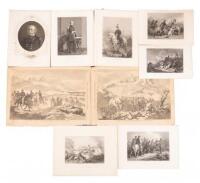 Group of black and white prints and engravings of the Mexican War