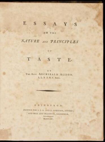 Essays on the Nature and Principles of Taste