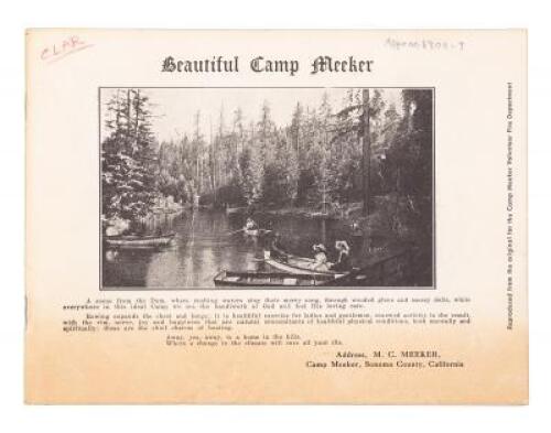 Beautiful Camp Meeker. Surrendered to the Veterans' Association of Northern California June 19, 1907