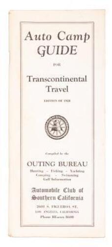 Auto Camp Guide for Transcontinental Travel. Edition of 1928