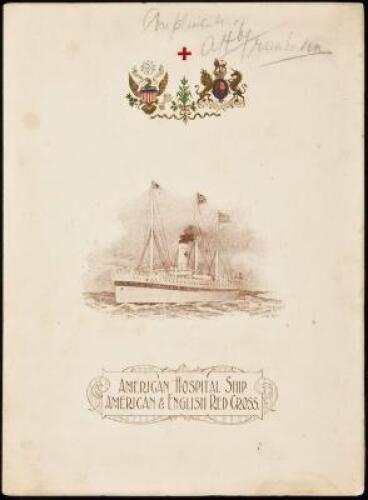 American Hospital Ship American & English Red Cross - program card for the Grand Gala Concert at the Metropolitan Opera House