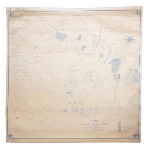 Map of the Rancho Arroyo Seco in Sacramento and Amador Cos., Cal. 
Showing subdivision as surveyed by J.B. Robinson. The land inclosed by the purple shading is the property of the Ione Coal and Iron Company...