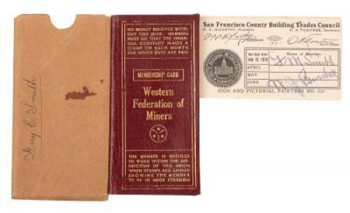 Membership card/dues book for Guy C. Smith in the Snowball Miners' Union No. 124, an affiliate of the Western Federation of Miners