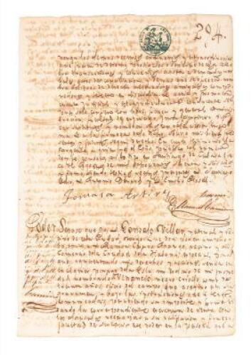 Manuscript manumission document setting free a male criollo slave