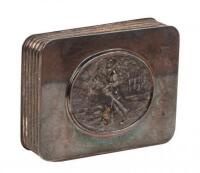 Vintage cigarette case with relief image of a caddie