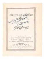 Rights and Wrongs of Golf - Inscribed by Bobby Jones