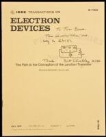 The Path to the Conception of the Junction Transistor - offprint with inscription and sketch