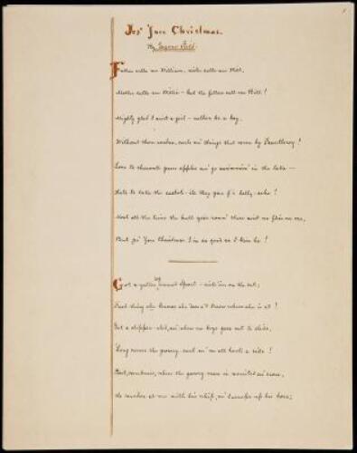 Autograph Manuscript Poem - Jes' 'fore Christmas